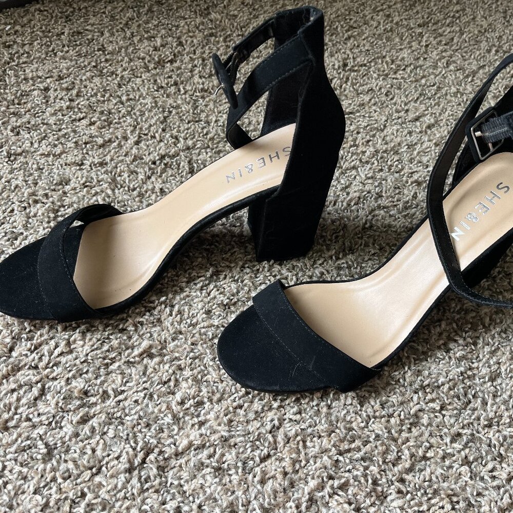 SHEIN Black Heels With Ankle Strap Size 11
